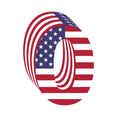 ABD bayrağı 3d Alfabe harf sıfır. Dokulu yazı tipi