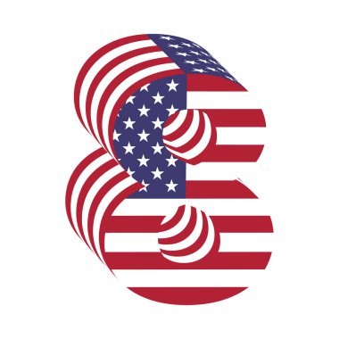 ABD bayrağı 3d latin alfabesi sayı 8. Dokulu yazı tipi