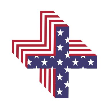 ABD bayrağı 3d Alfabe harf artı. Dokulu yazı tipi