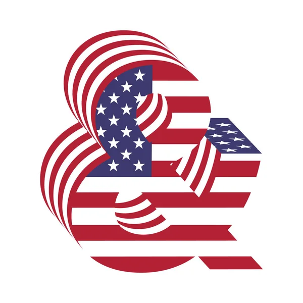 Etats-Unis drapeau 3d abc lettre ampersand. Fonte texturée — Image vectorielle