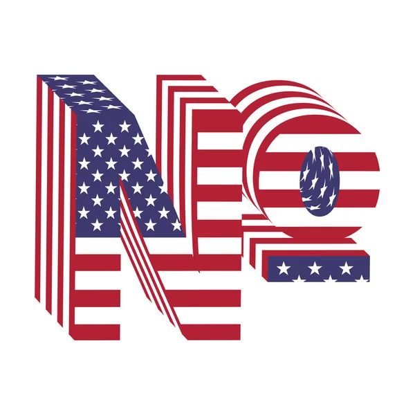 USA zászló 3d ábécé levél száma. Texturált betűtípus — Stock Vector