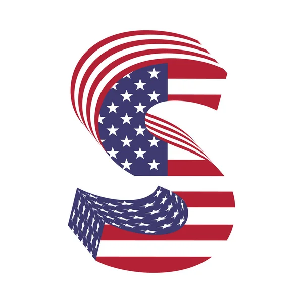 USA vlag 3d Latijnse alfabet letter S. Textured lettertype — Stockvector