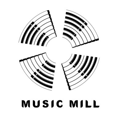Müzik logo piyano Rüzgar değirmeni simge, basit tarzı olarak