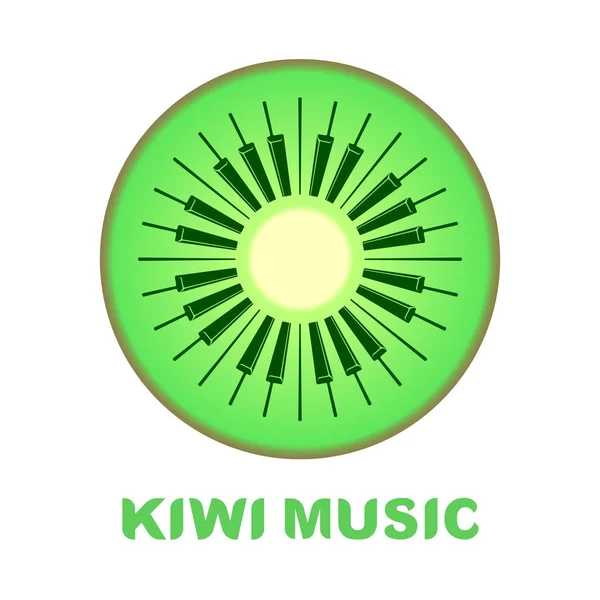 Logo musik piano sebagai ikon buah kiwi penuh warna - Stok Vektor