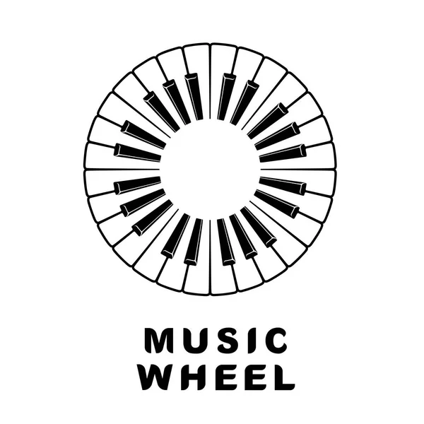 Piano logotipo da música como ícone de olho de roda, estilo simples — Vetor de Stock