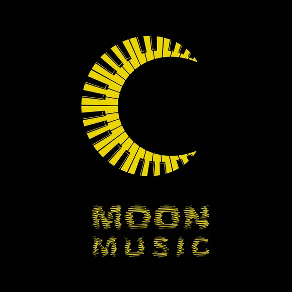 Logo de la luna como icono de teclado de piano, estilo simple — Archivo Imágenes Vectoriales