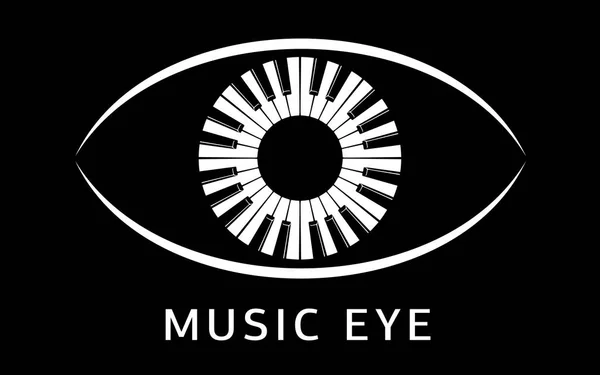 Music eye Logo Piano als Schüler-Ikone, einfacher Stil — Stockvektor