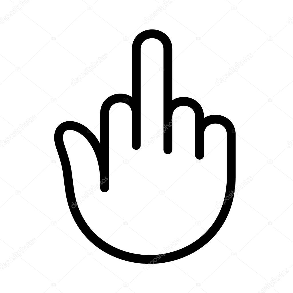 Fuck you hand finger logo icon. Outline illustration of hand with fuck you finger vector illustration for print or web design.