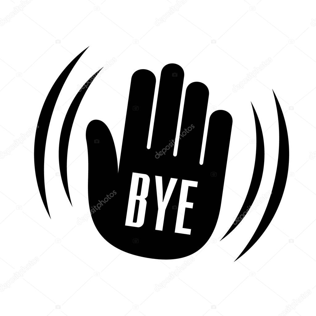 Bye waving hand palm logo icon. Simple sign of forgiving bye waving hand palm vector illustration for print or web design.
