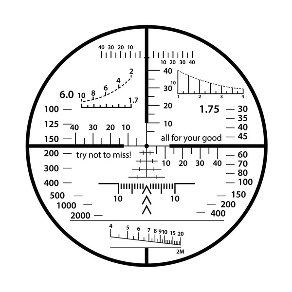 Vue optique écailles ensemble fou. Objectif militaire . — Image vectorielle