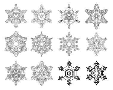 Kar tanesi set vektör çizim ayrıntılı.