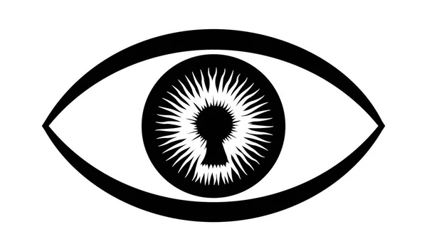 Schlüsselloch im menschlichen Auge einfaches Vektor-Logo-Symbol. — Stockvektor
