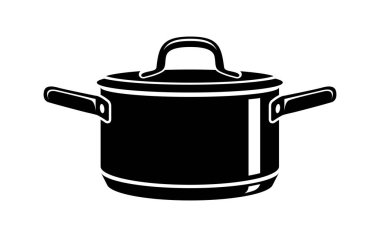 Frying hot saucepan cook pan icon, simple style clipart