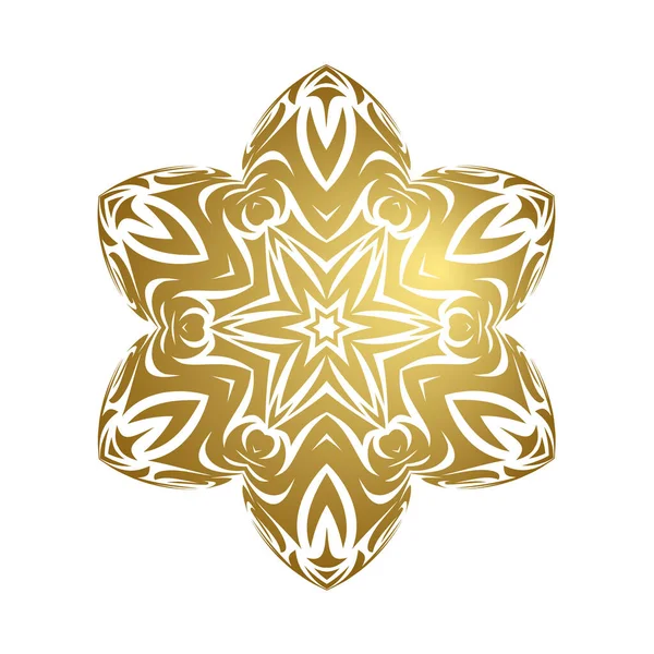 Merry christmas happy new year gold snowflake — Stock Vector