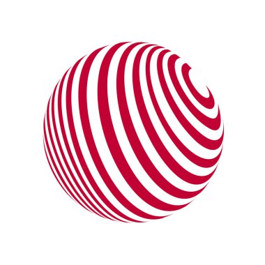 Çizgili küre. Yuvarlak soyut daire vektör işareti.