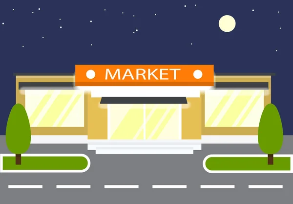 Market in the night. Store . — Stock Vector