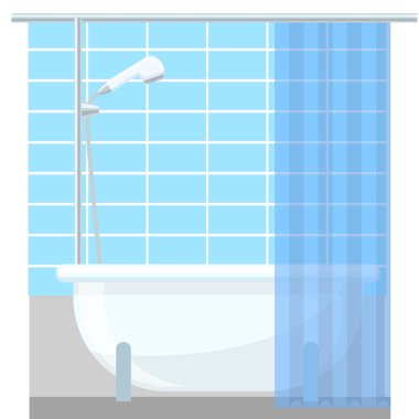 Banyo iç poster veya promo el ilanı küvette ev vektör çizim.