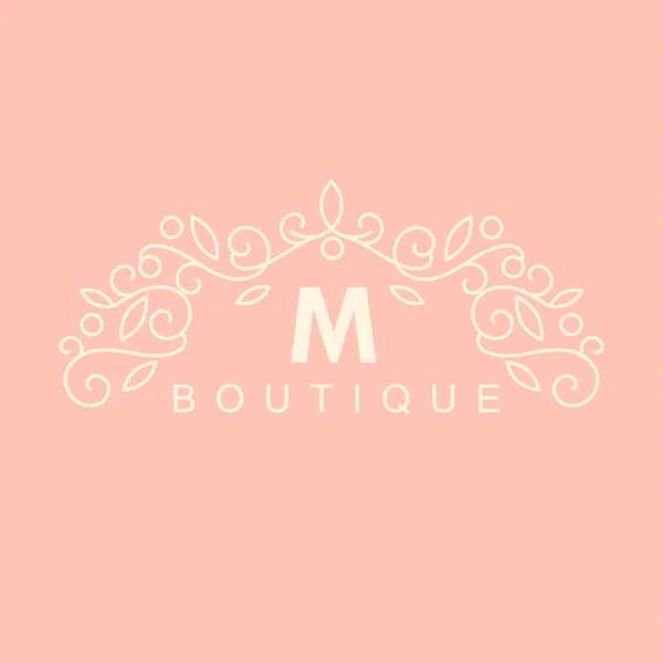 Modello di design semplice e grazioso monogramma floreale, elegante logo lineart, illustrazione vettoriale. Logo per boutique, salone, cosmetici — Vettoriale Stock