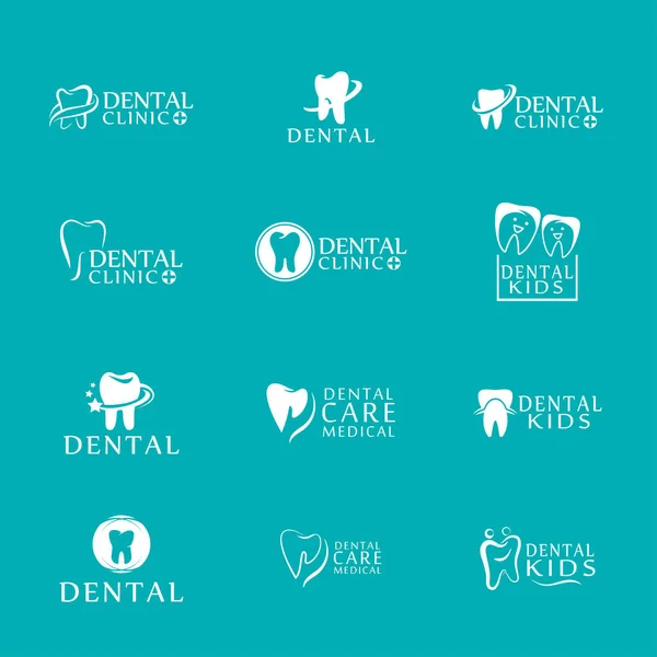 Logolar diş bakımı Kliniği, çocuk diş hekimliği kümesi. Diş soyut simgeler