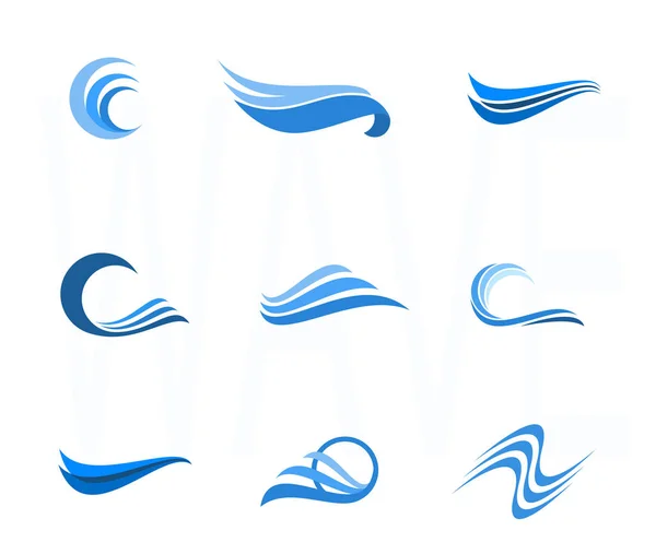 Conjunto de elementos de design de água e onda. Pode ser usado como ícone, símbolo ou logotipo . —  Vetores de Stock