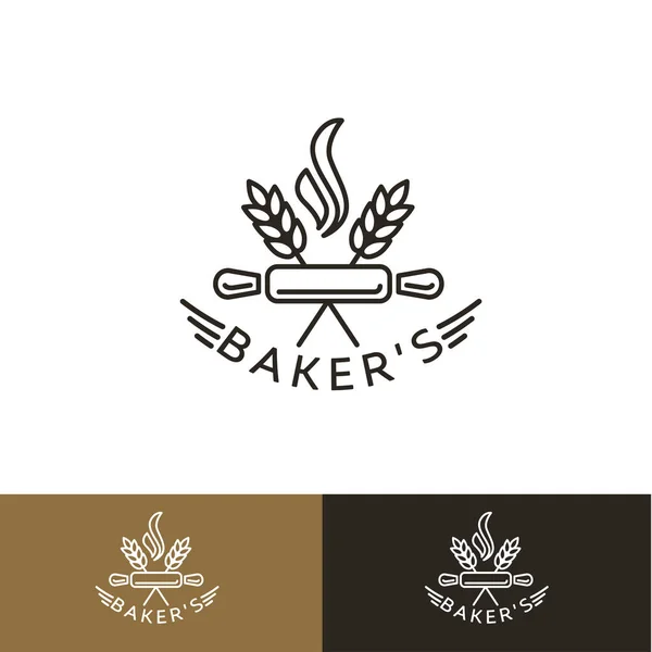 Logo tasarım şablonları ekmek Amblemler için trendy lineer tarzda