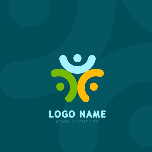 Logotipo de la gente grupo de tres logotipos personas. Símbolos de redes sociales Iconos de color . — Archivo Imágenes Vectoriales