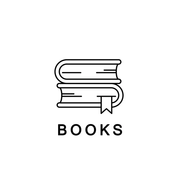 Books linear icon or logo. Vector line illustration. School textbooks with bookmarks, library symbol. — Stock Vector
