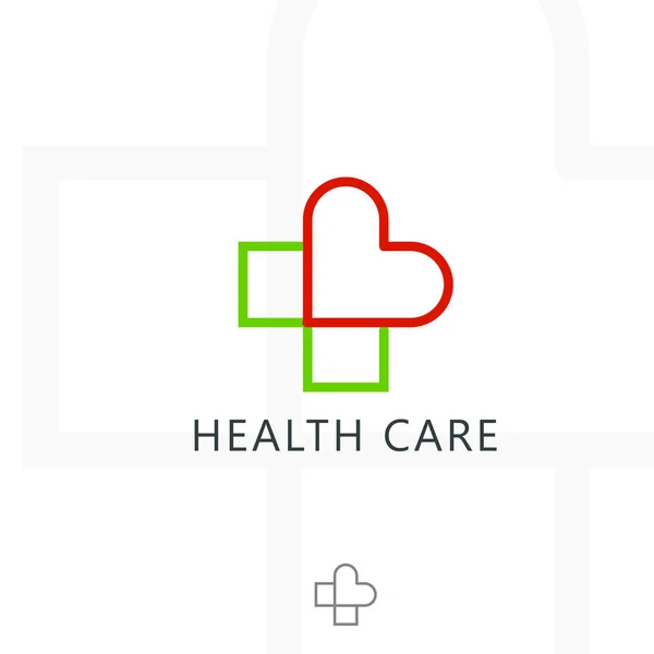 Kreuz plus Herz medizinisches Logo. Elemente der Vektorsymbol-Design-Vorlage — Stockvektor