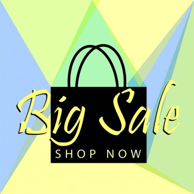 Büyük satış posteri veya başlığı web için şimdi siyah çanta ve düğme mağazası ile. Vektör çizim tamplate