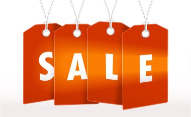 Kırmızı etiket, etiket Satılık tasarımı ile. Vektör çizim tamplate