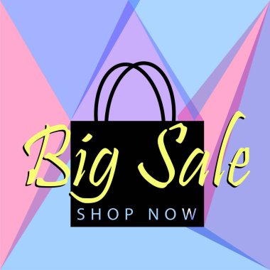 Büyük satış posteri veya başlığı web için şimdi siyah çanta ve düğme mağazası ile. Vektör çizim tamplate