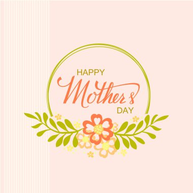 Çiçek ile çizilmiş yazı mutlu anneler günü kartı. Vektör çizim