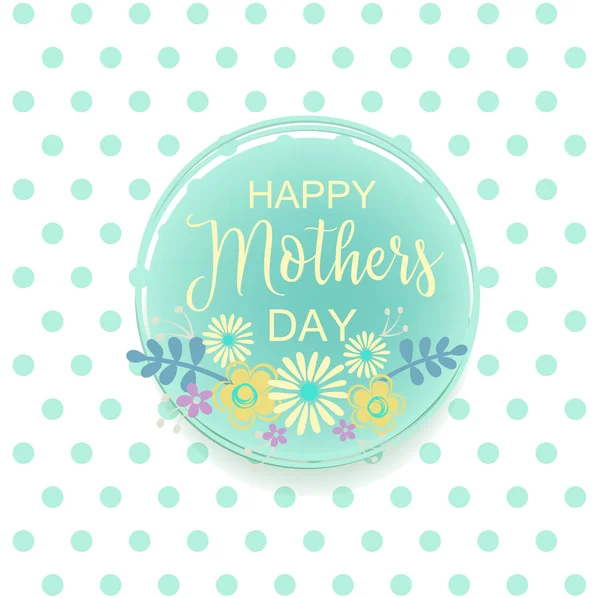 Çiçek ile çizilmiş yazı mutlu anneler günü kartı. Vektör çizim