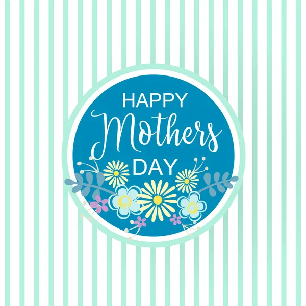 Çiçek ile çizilmiş yazı mutlu anneler günü kartı. Vektör çizim