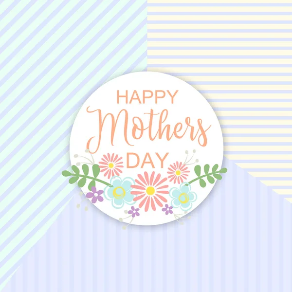 Çiçek ile çizilmiş yazı mutlu anneler günü kartı. Vektör çizim