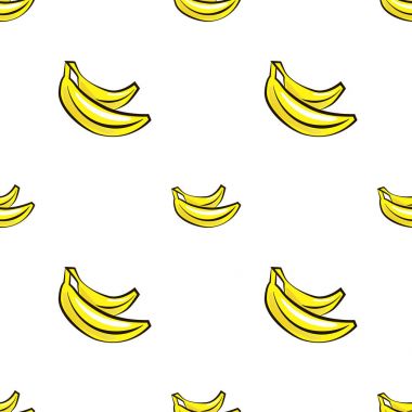 Vektör seamless modeli el ile muz beyaz bir arka plan üzerinde çizilmiş..