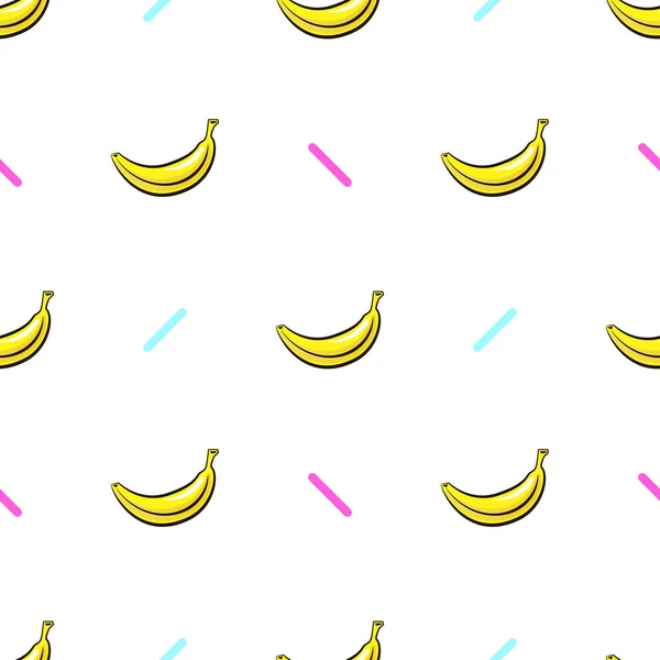 Modello senza cuciture vettoriale con banane disegnate a mano su uno sfondo bianco . — Vettoriale Stock