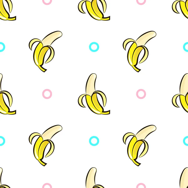 Векторний безшовний візерунок з намальованими вручну бананами на білому тлі . — стоковий вектор