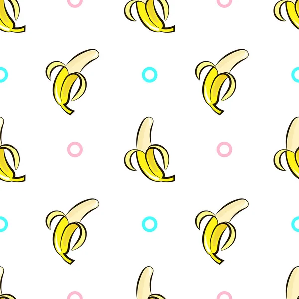 Vector seamless pattern with hand drawn bananas on a white background. — Stock Vector