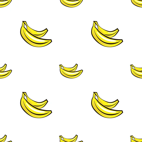 矢量无缝模式用一只手在白色的背景上绘制香蕉. — 图库矢量图片
