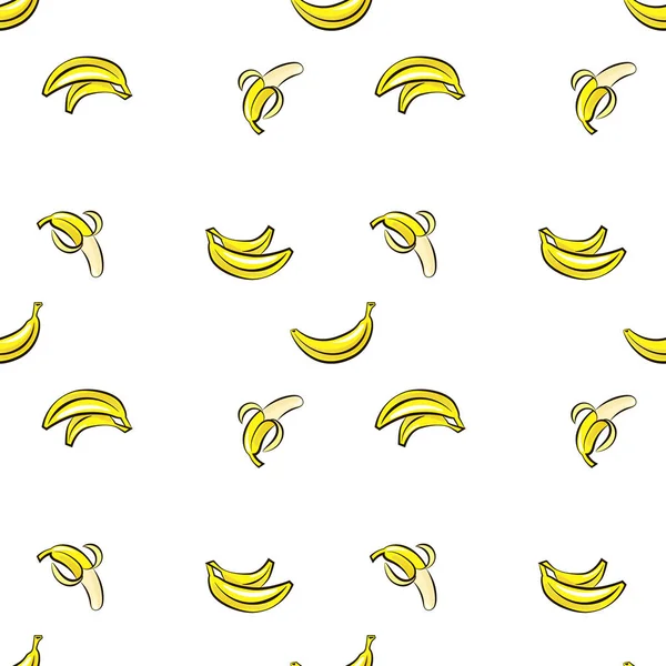 手でシームレスなパターンをベクトルが白い背景にバナナを描画. — ストックベクタ