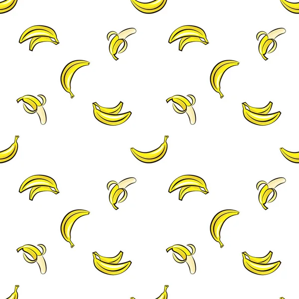 손으로 벡터 원활한 패턴 그린 바나나는 흰색 바탕에. — 스톡 벡터