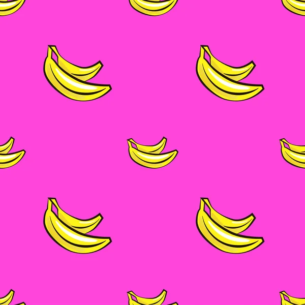 Vector seamless pattern with hand drawn bananas on a pink background. — Stock Vector