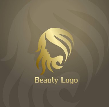 Güzellik moda ikonu veya logosu ile kadın yüz ve saç