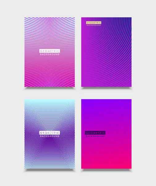 Set of Brochure Covers design. Halftone gradients with line. Future geometric template for brochure, poster, flyer. Vector. — Stock Vector