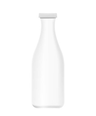 Mockup yoğurt, beyaz plastik şişe süt. Düzen 3d şişe 3d çizim