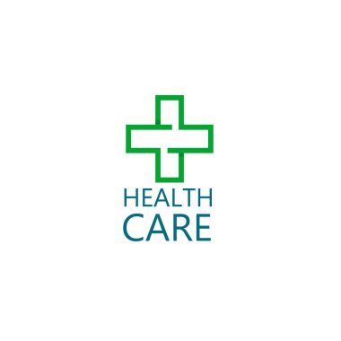 Logo çapraz sağlık. Klinik ilaç firması için logo. Aile doktoru, ilk yardım logosu. Sağlık ve tıp kabine. Vektör Isolated beyaz arka plan üzerinde