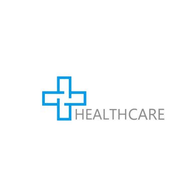Logo çapraz sağlık. Klinik ilaç firması için logo. Aile doktoru, ilk yardım logosu. Sağlık ve tıp kabine. Vektör Isolated beyaz arka plan üzerinde