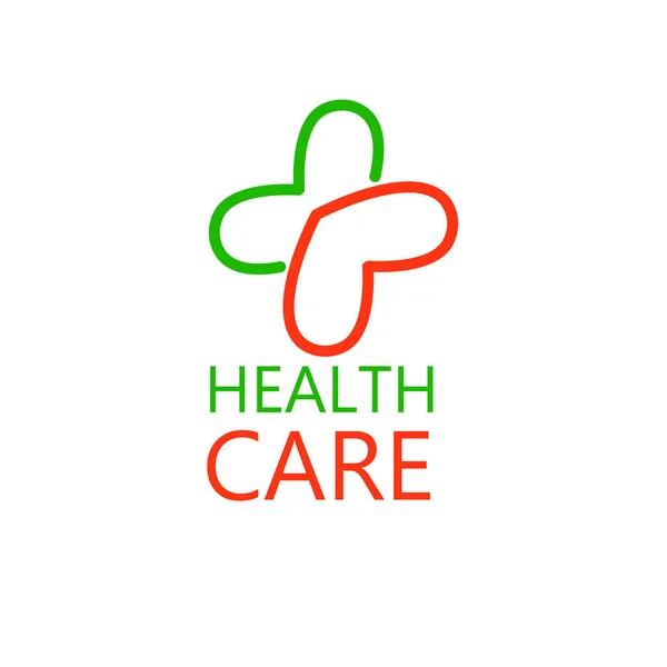 Kreuz in Form von Herzen. Logo für die Klinik, Pharmaunternehmen. Logo des Hausarztes, Erste Hilfe. Gesundheits- und Medizinkabinett. Vektor isoliert auf weißem Hintergrund — Stockvektor