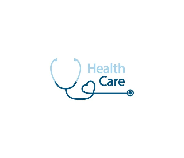 Stethoskop-Logo. Gesundheitslogo in form eines stethoskops mit herzform. Phonendoskop-Schriftzug — Stockvektor